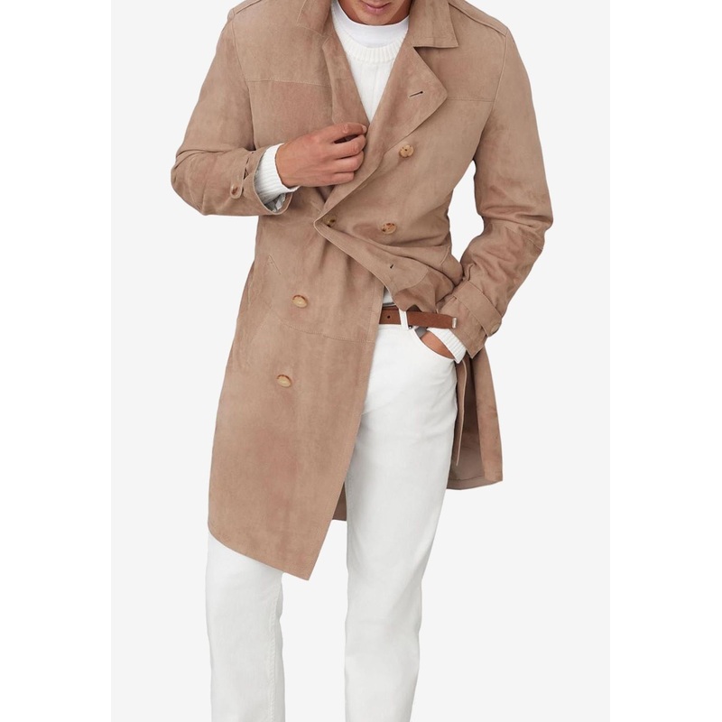 Double-Breasted Suede Coat