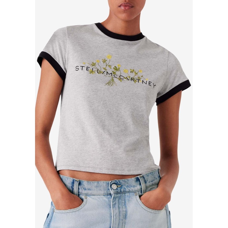 Floral Embroidered Logo T-shirt