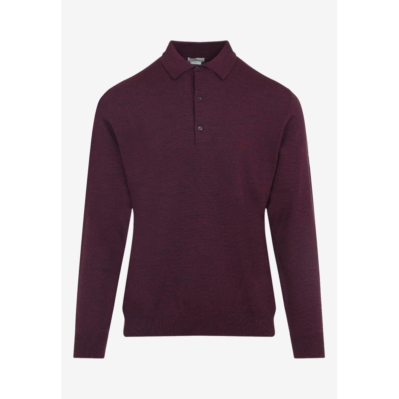 Knitted Long-Sleeved Polo Sweater