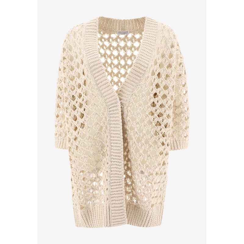 Knitted Mesh V-neck Cardigan