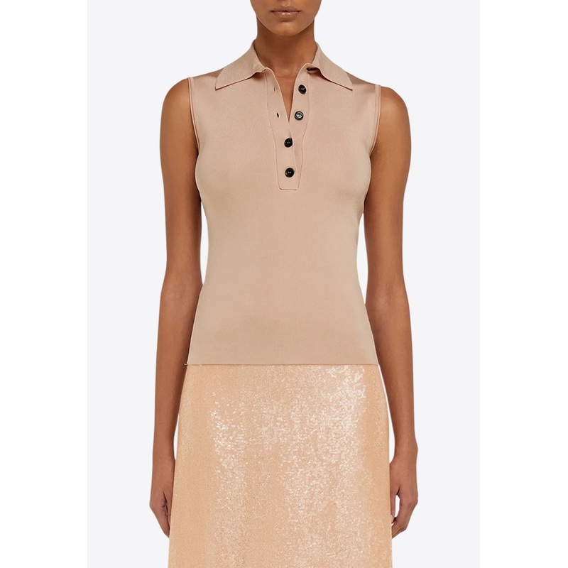 Knitted Sleeveless Polo
