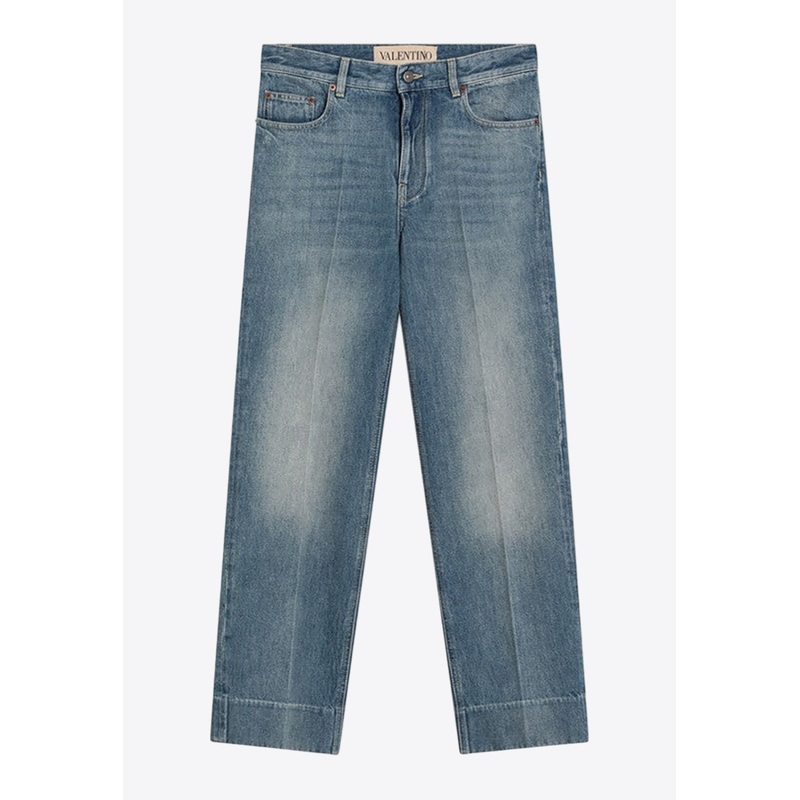 Logo Patch Faded Jeans