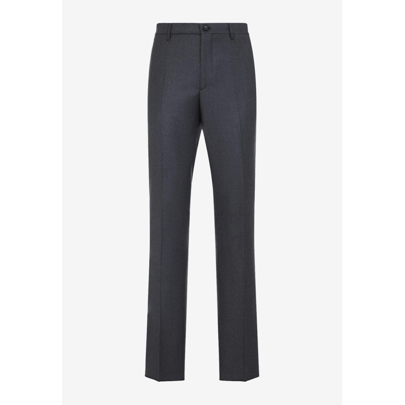 Logo-Patch Slim-Leg Wool Pants