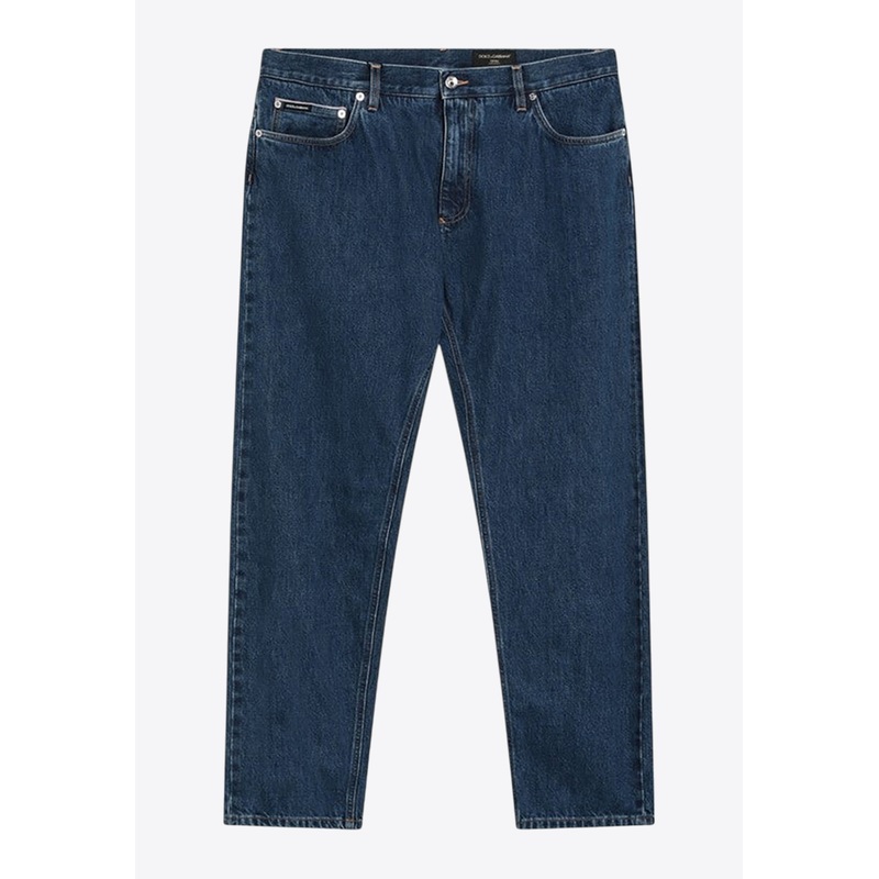 Logo Plaque Straight-Leg Jeans