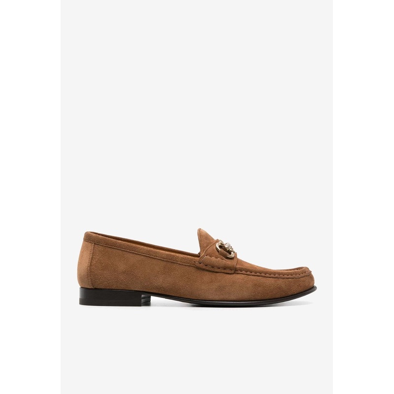 Logo Plaque Suede Loafers