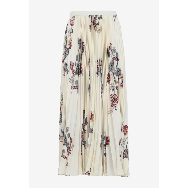 Plisse Floral Midi Skirt