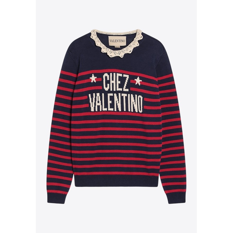 Striped Chez Logo Sweater