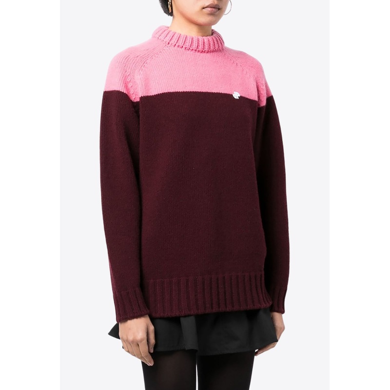 Two-Tone Knitted Wool Sweater