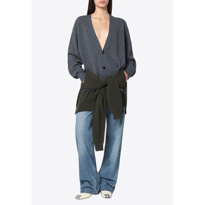 Wool Cardigan with Crossed Sleeves