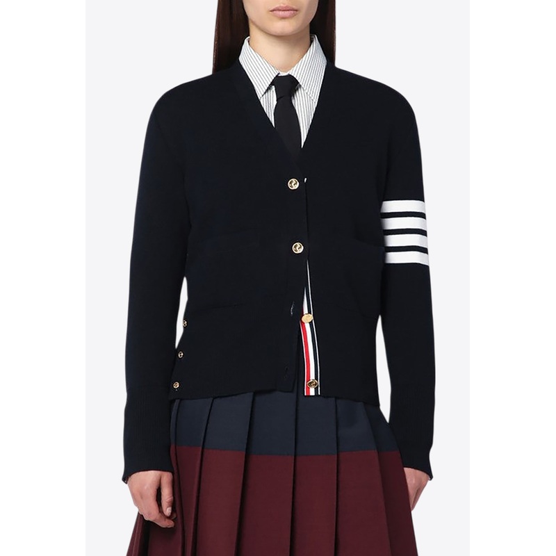 4-bar Stripes Wool Cardigan