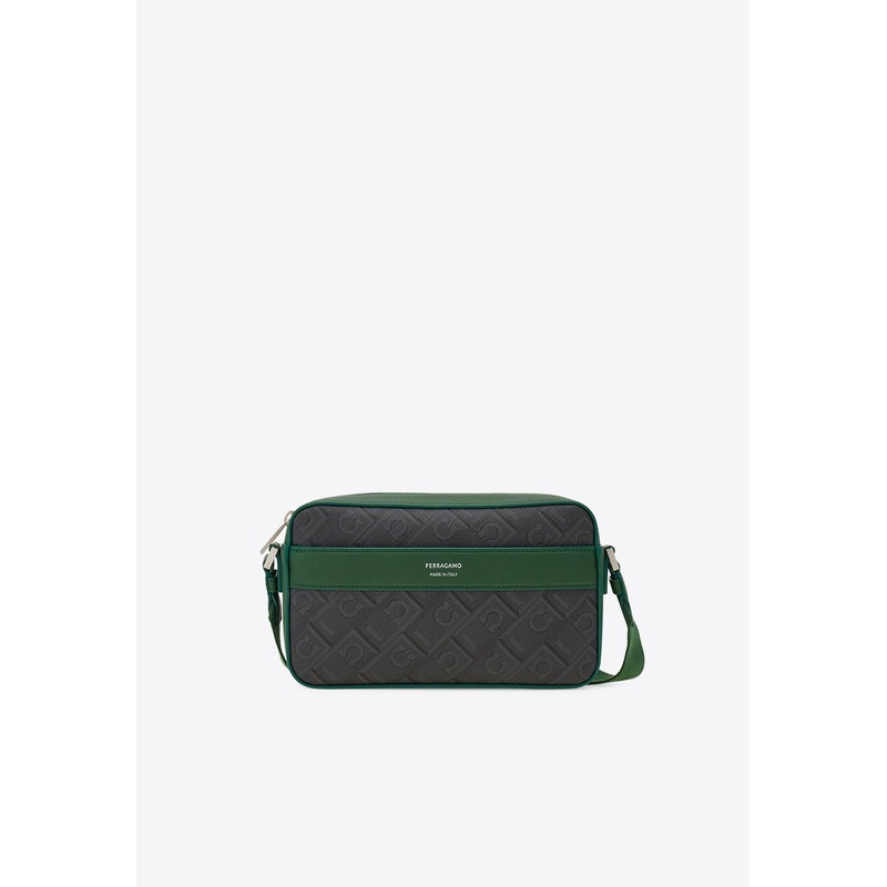 Gancini Monogram Jacquard Messenger Bag