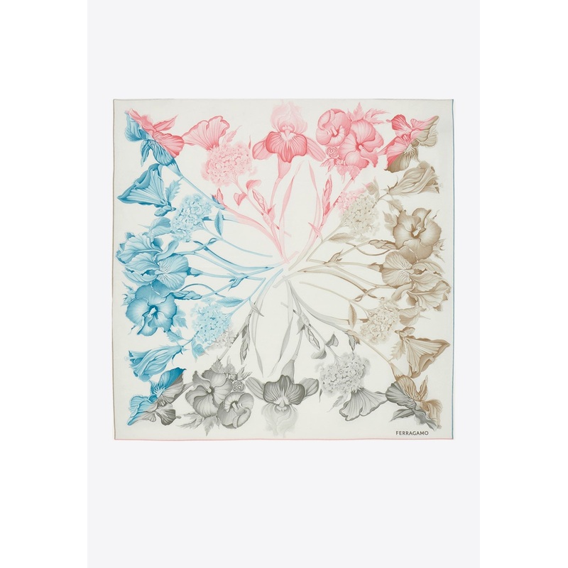 Hydrangea Print Silk Scarf