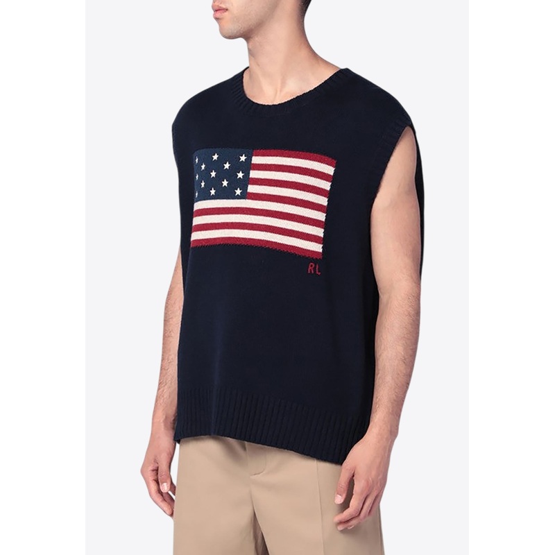 Intarsia Flag Wool Sweater Vest