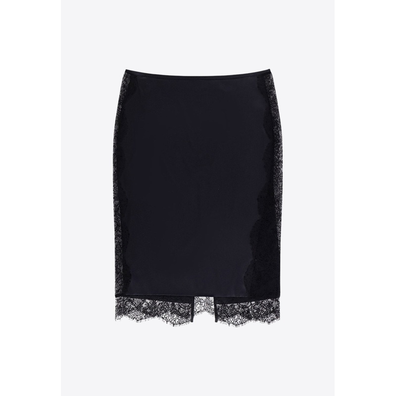 Lace-Trimmed Mini Silk Skirt