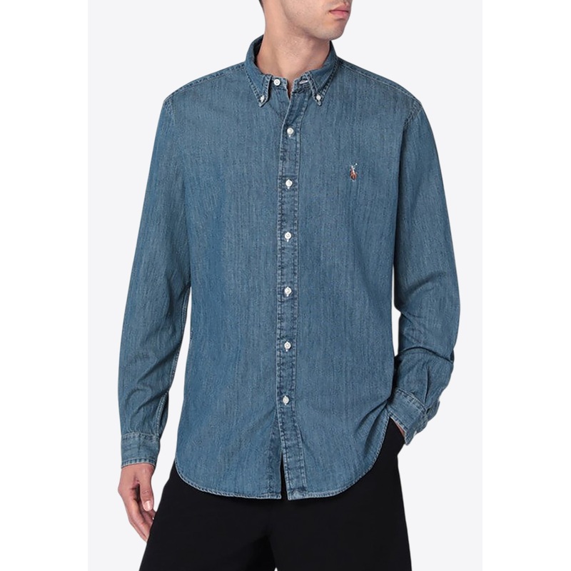 Logo Embroidered Denim Shirt