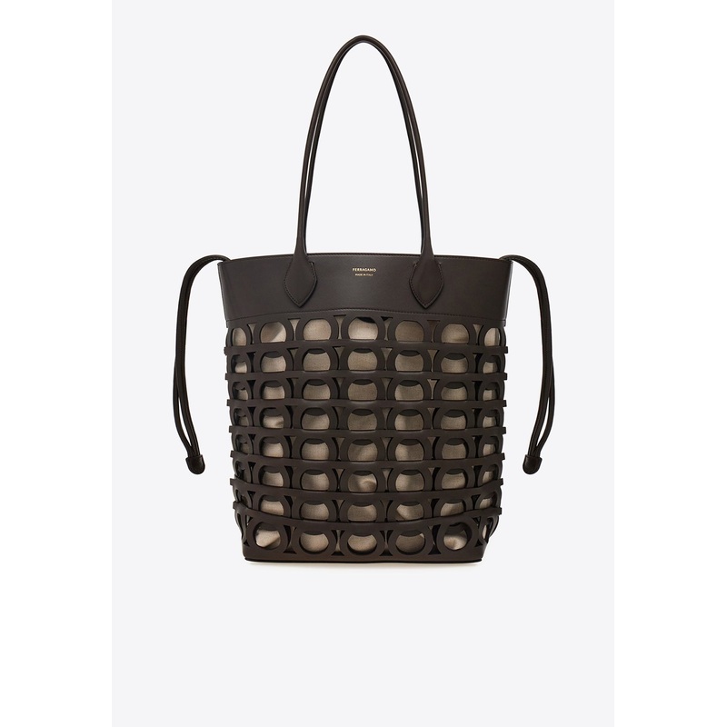 Medium Gancini Leather Tote Bag