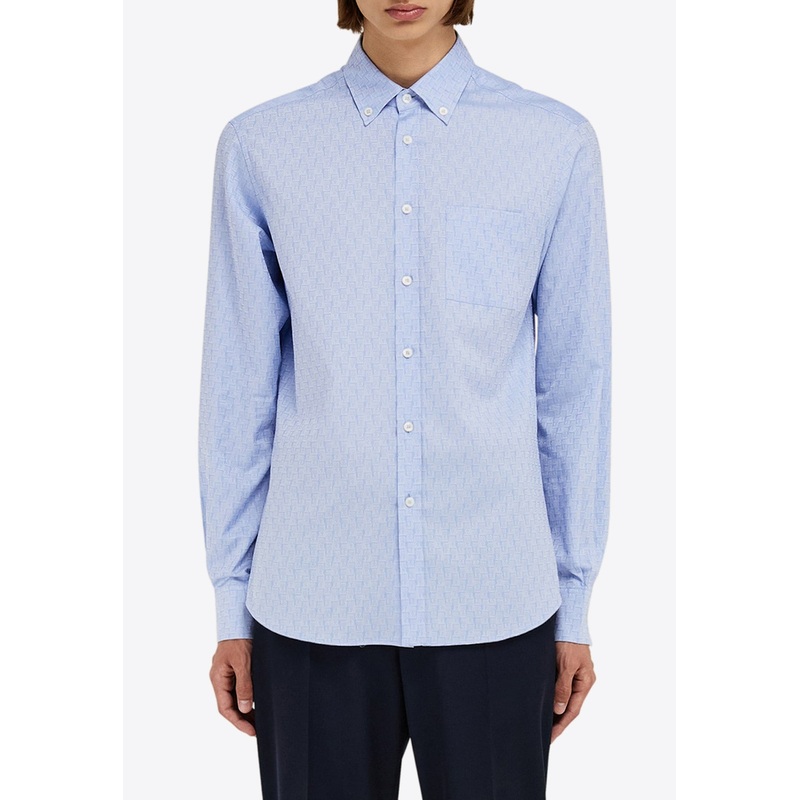 Monogram Jacquard Button-Up Shirt