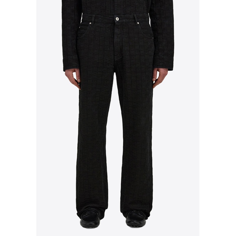 Monogram Jacquard Straight-Leg Jeans