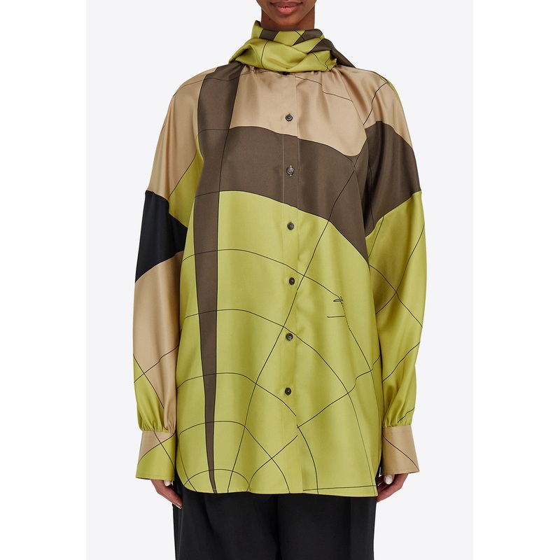 Parachute Pattern Silk Blouse