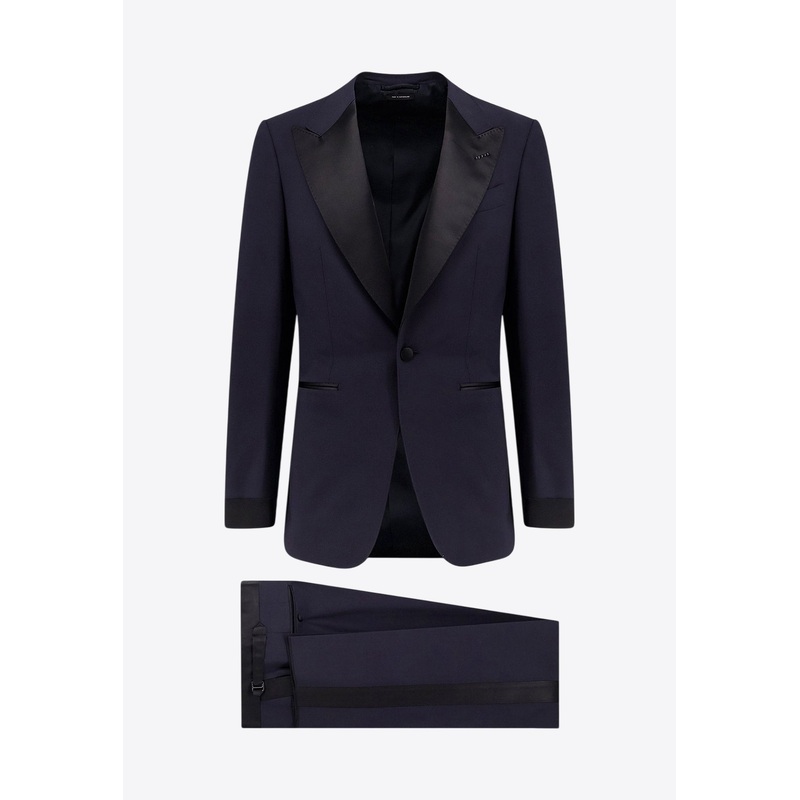 Satin Trim Single-Breasted Tuxedo Suit