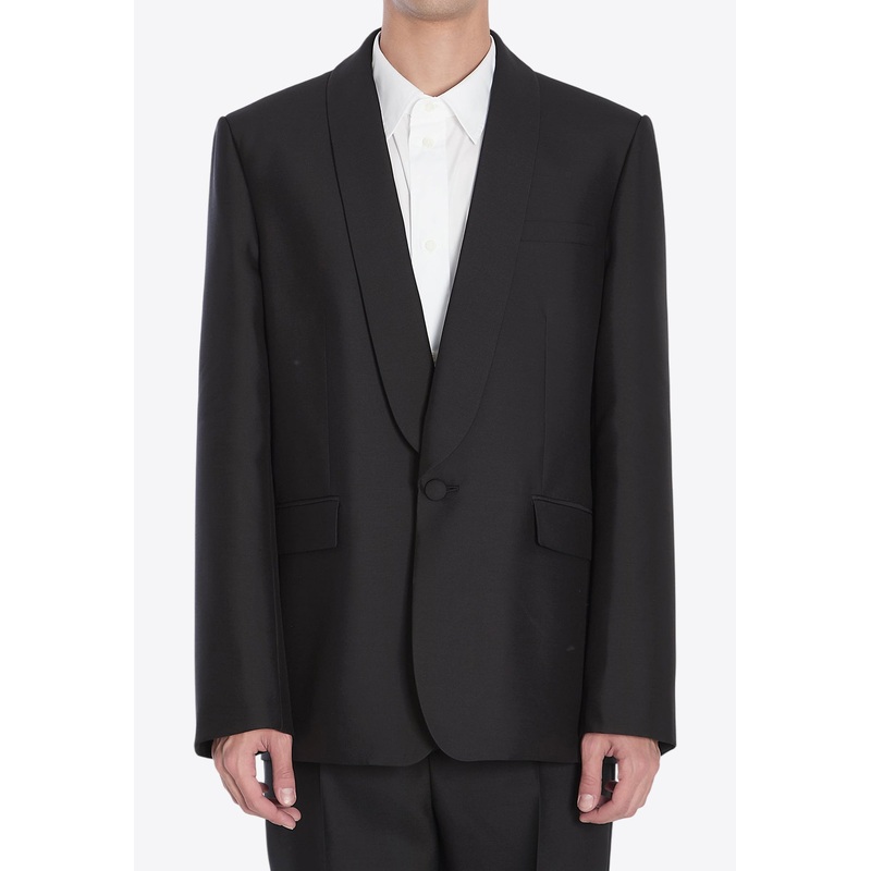 Single-Breasted Wool and Silk Jacket