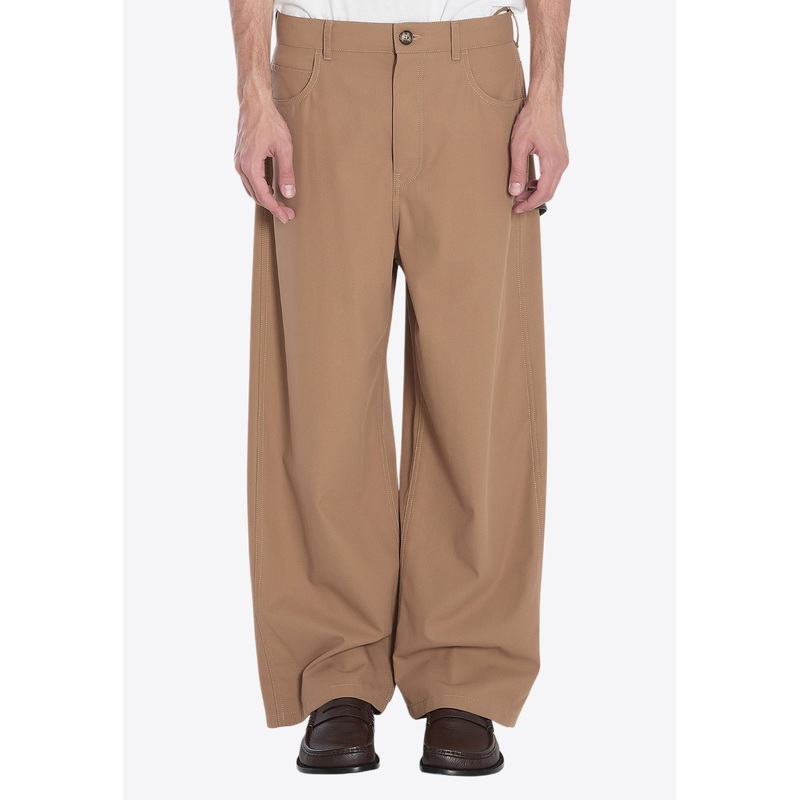Twill Carpenter Wide-Leg Pants