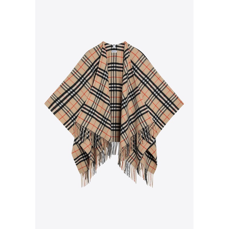 Vintage Check Wool Poncho