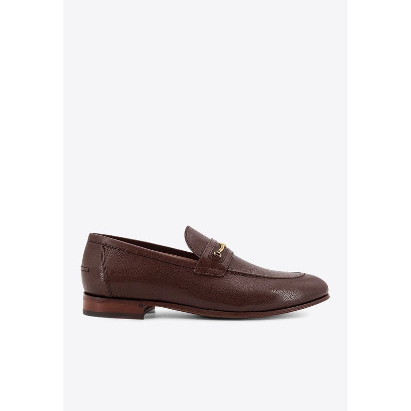 VLogo Buckle Leather Loafers