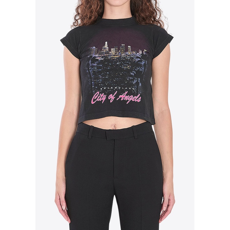 City Of Angels Print Faded T-shirt