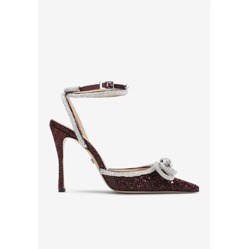 Double Bow 110 Glittered Pumps