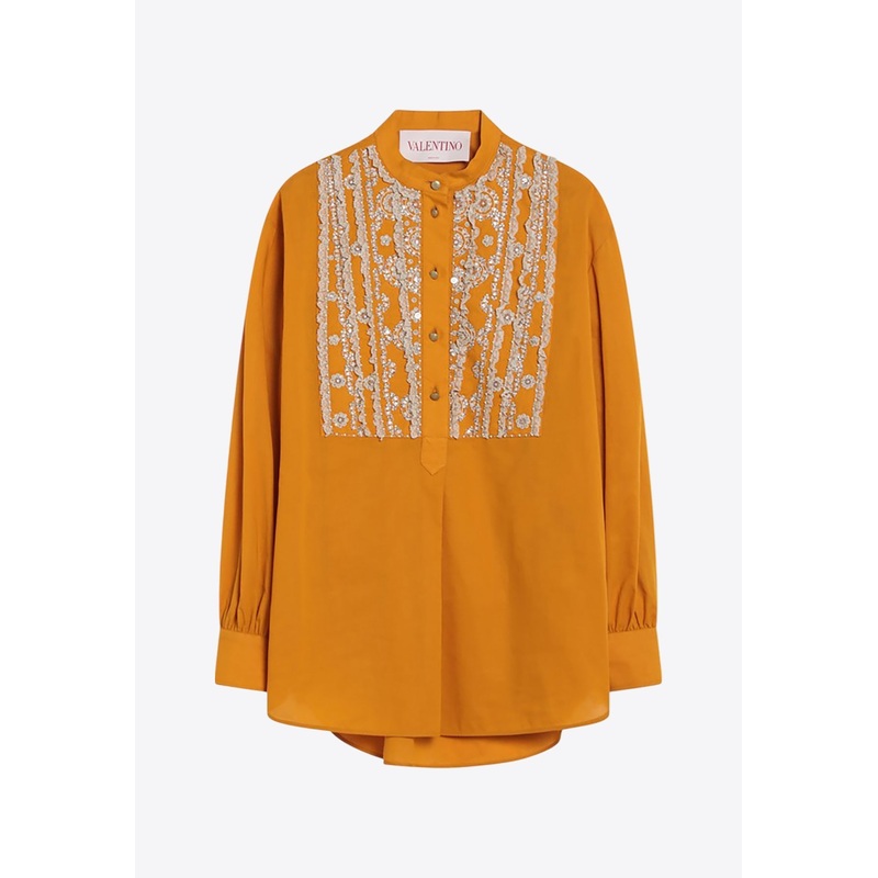 Embroidered Yoke Long-Sleeved Shirt