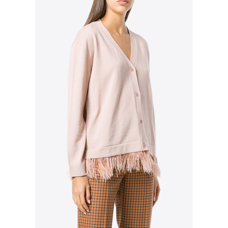 Feather-Trimmed Wool Cardigan