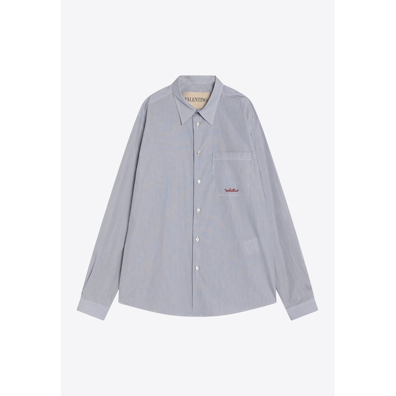 Logo Embroidered Stripe Poplin Shirt