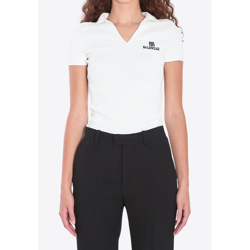 Logo Embroidered V-neck Polo T-shirt