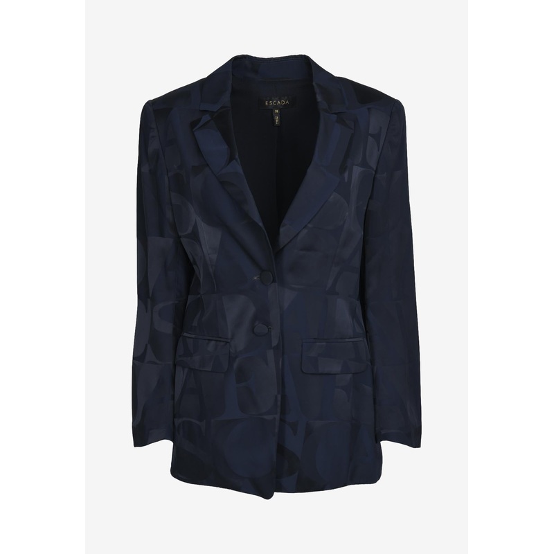 Logo Jacquard Silk Blazer