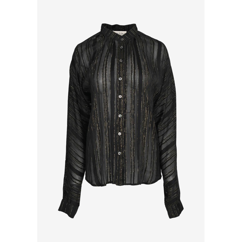 Long-Sleeved Lurex Sheer Shirt