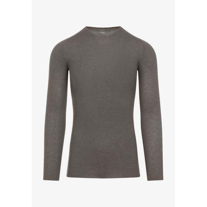 Long-Sleeved Rib-Knit Sweater