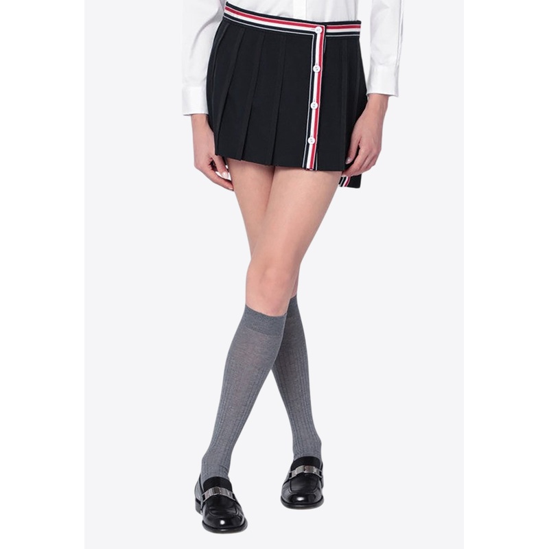 Pleated Wool-Blend Mini Skirt