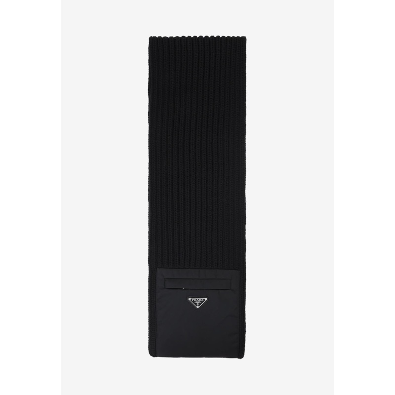 Pocket Wool-Blend Knit Scarf