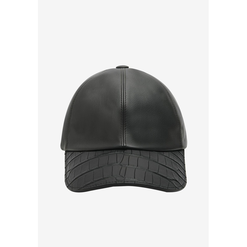 Riley Cap Reglisse Calfskin and Noir Matte Alligator