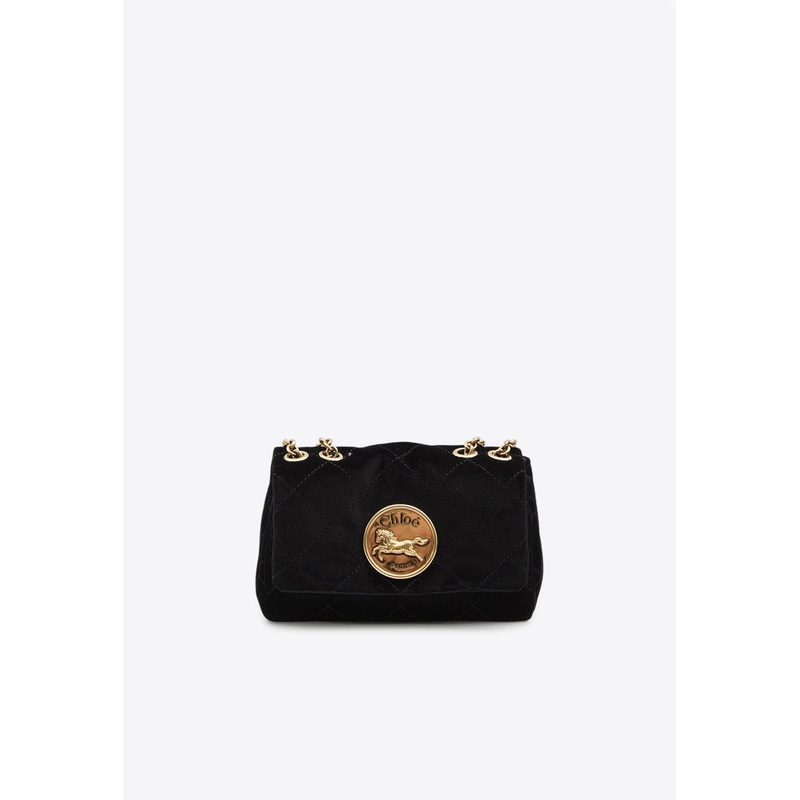 Small Heritage Quilted Velvet Crossbody Bag