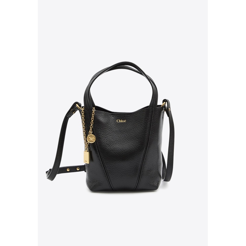 Small Spin Glossy Leather Tote Bag