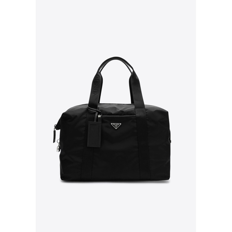 Triangle Logo Re-Nylon and Saffiano Leather Duffle Bag