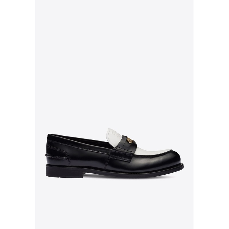 Two-Tone Leather Penny Loafers