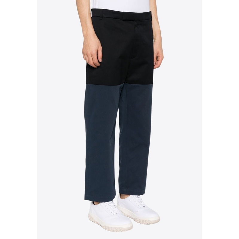 Unconstructed Combo Straight-Leg Pants