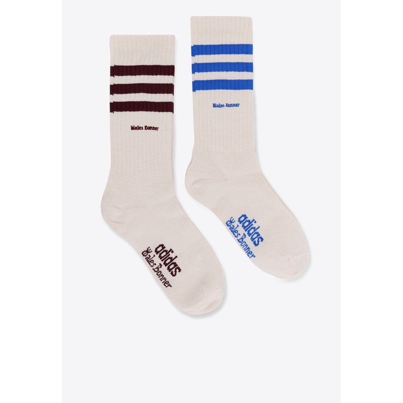 X Wales Bonner Striped Logo-Printed Socks