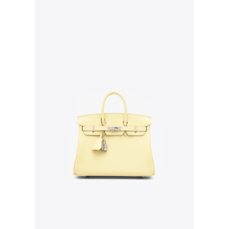 Birkin 25 in Jaune Milton Swift Leather with Palladium Hardware
