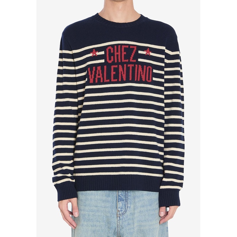 Chez Logo Stripe Wool Sweater