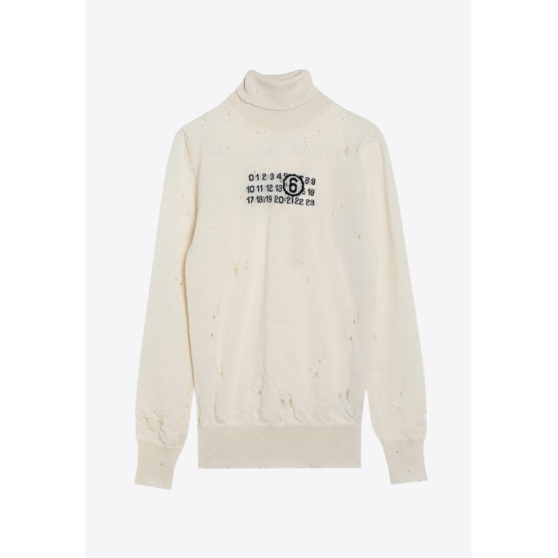 Distressed High-Neck Sweater