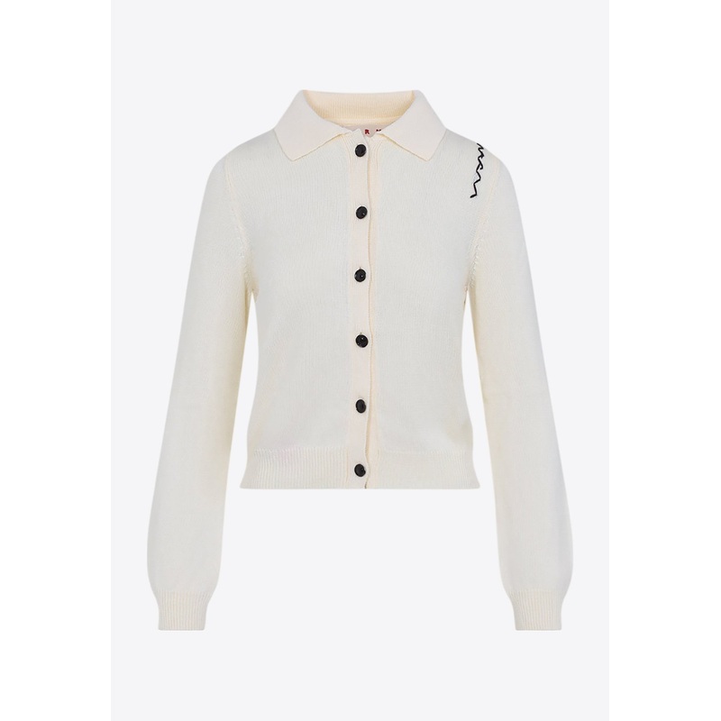 Logo-Embroidered Knitted Cardigan